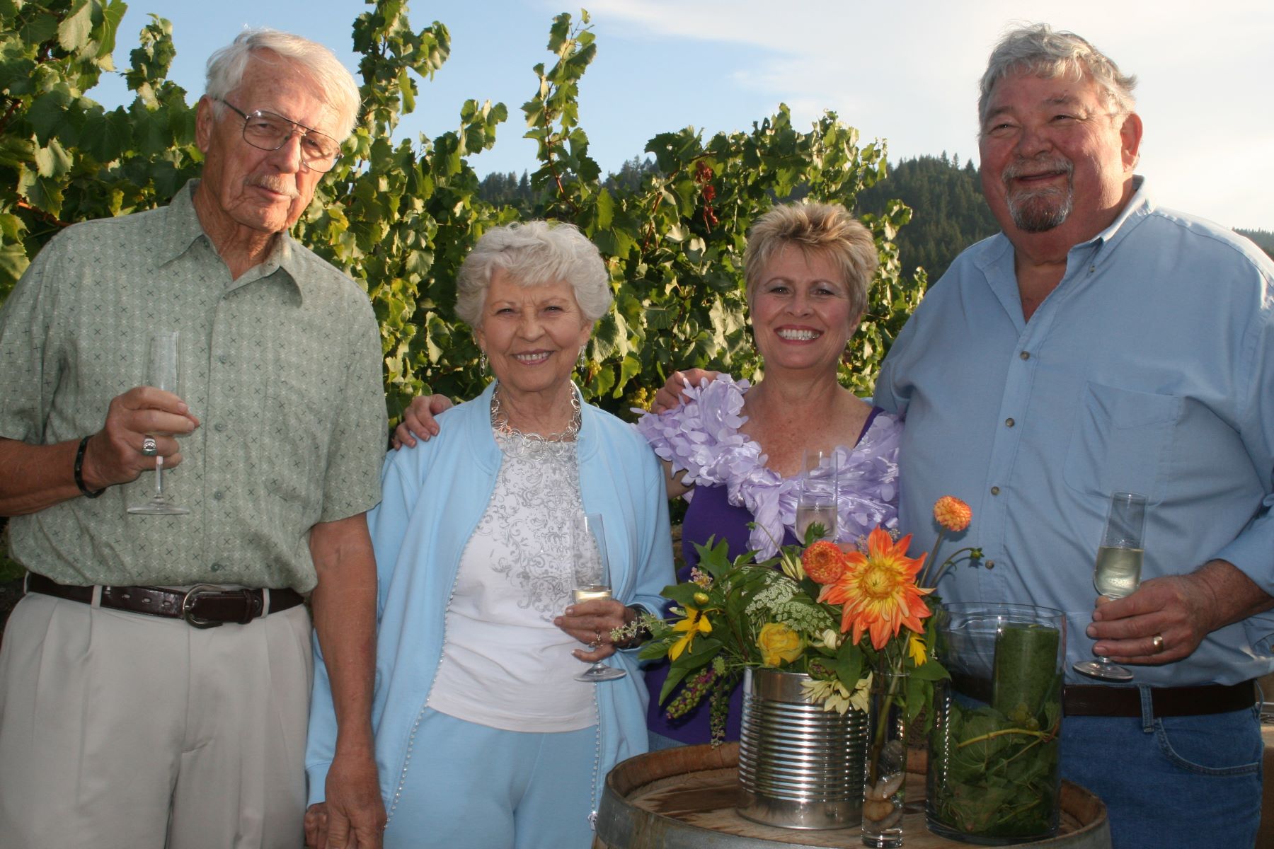 Amista Vineyards Proprietors Mike & Vicky Farrow with Vicky's Parents at Vineyard Dinner