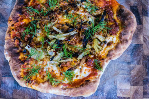 Fennel, Sausage and Rocket Pizza