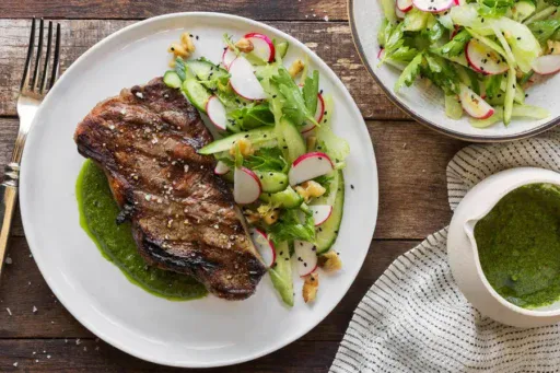 Strip Steak with Arugula Pesto